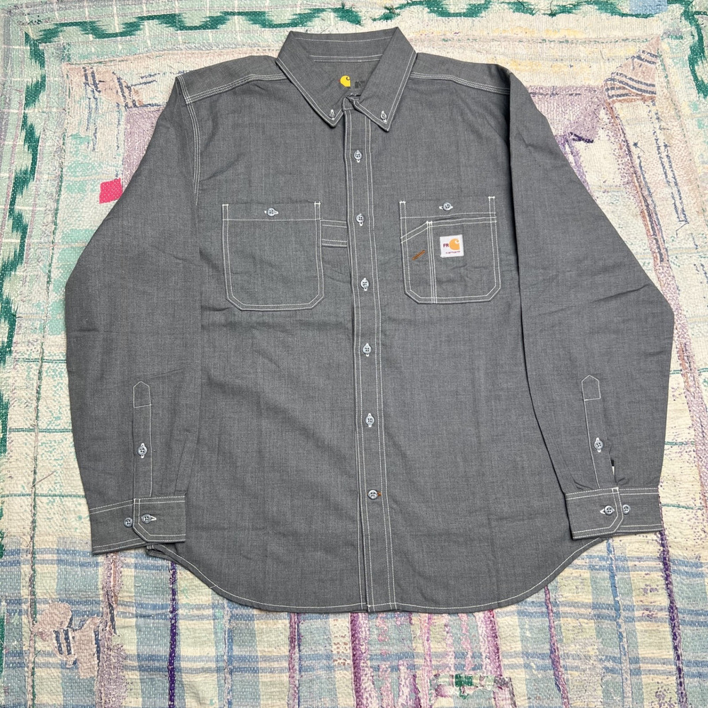 Carhartt Force Flame-Resistant FR Work Shirt Men's large gray Cat 2 2112